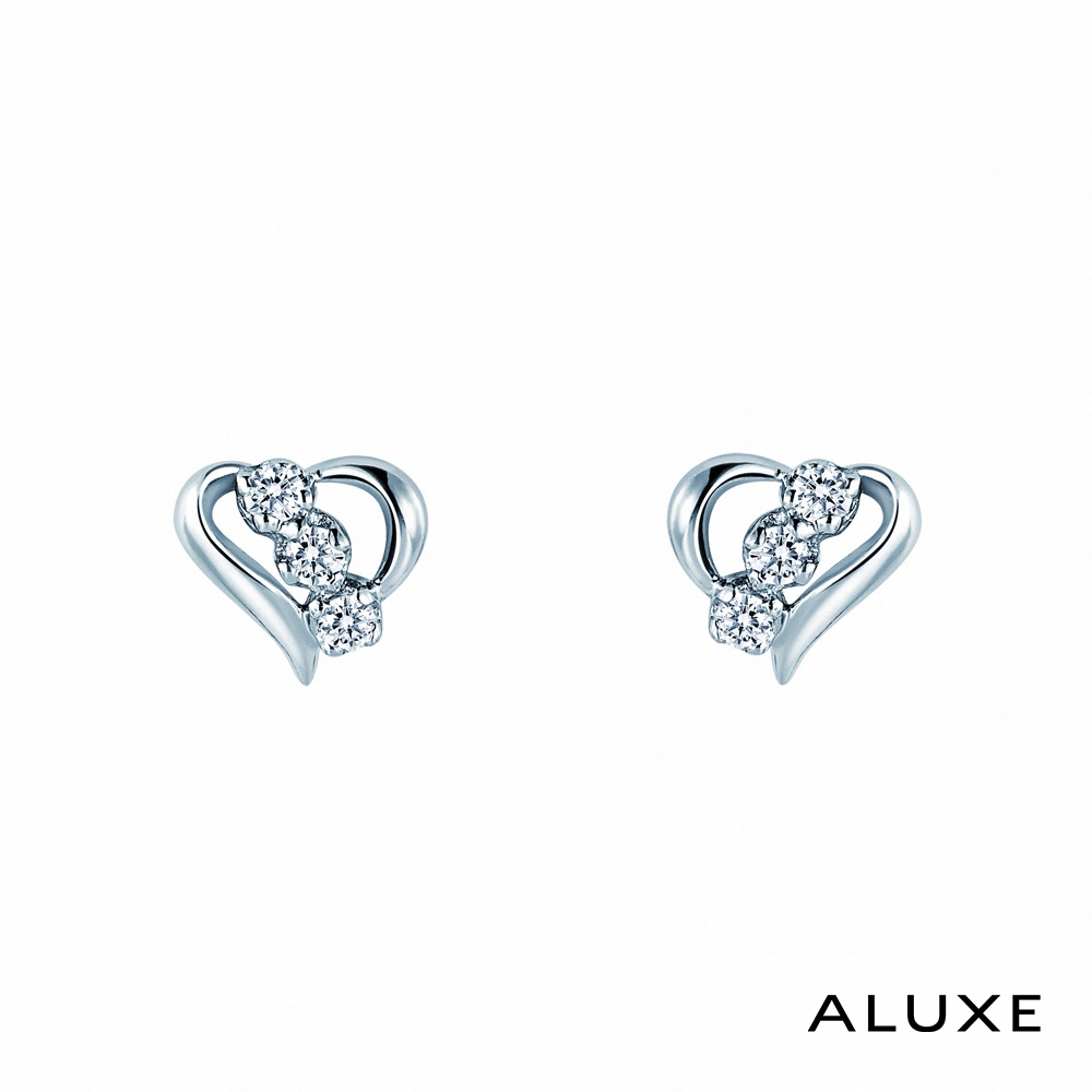 ALUXE 亞立詩 18K金 鑽石耳環 愛的結晶 心形 EE0784