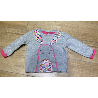 【MG SHOP】Baby Gap 嬰幼兒兔子兔寶寶小碎花灰色長袖針織上衣（12～18m)