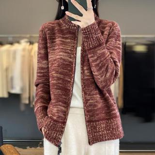 衣時尚針織上衣 毛線衣 打底衫 新款短款加厚羊絨開襟衫女韓版短版氣質拉鍊毛衣外套針織衫上衣TBF19-2380.
