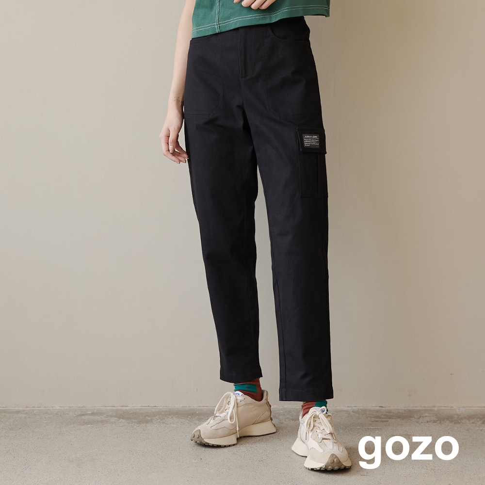 【gozo】經典修身口袋工裝褲(黑色/深卡其_S/M/L) | 女裝 修身 休閒