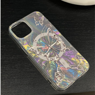 ins高階感蝴蝶貝殼紋 磁吸支架 magsafe磁吸手機支架 適用於iPhone15 13 12 11 14Pro手機殼