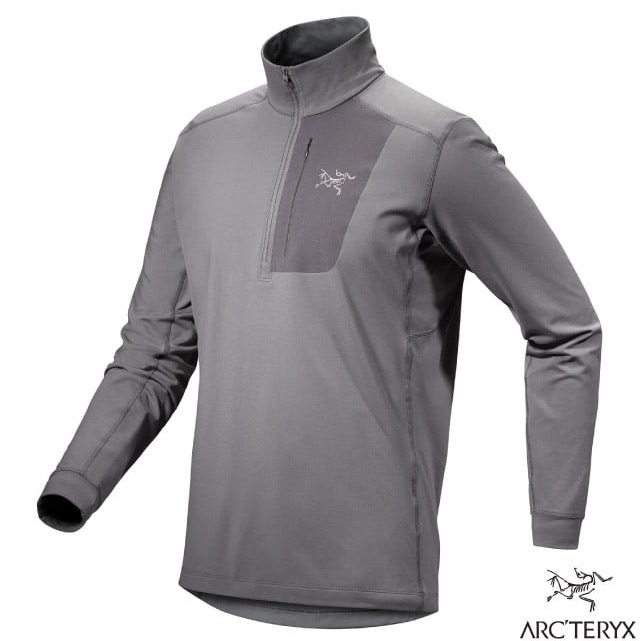 【ARCTERYX 始祖鳥】男 款登山健行保暖排汗衣 Rho LT Zip Neck 刷毛內層中層衣_太空灰_27589