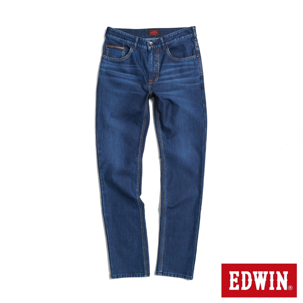EDWIN 加大碼 EDGE x JERSEYS迦績 皮條窄管直筒牛仔褲(石洗綠)-男款