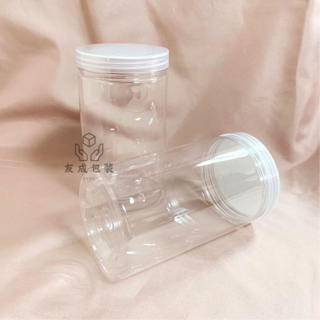 【友成包裝】透明塑膠罐 (含墊片) 塑膠瓶 食品罐 儲物罐 梅子罐 蜂蜜罐 零食罐 透明密封 塑膠罐 餅乾密封罐
