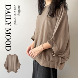 GOFO 中大尺碼 MIT 臺灣製造 韓系穿搭 顯瘦 七分袖 寬鬆蝴蝶袖 蝙蝠袖遮肉 素面圓領 女生衣著 春裝上衣