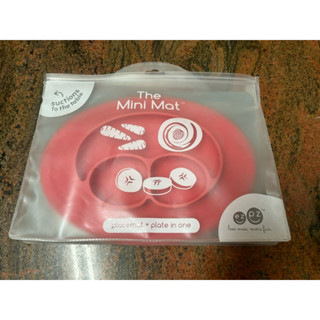 二手：美國ezpz mini mat迷你餐盤-珊瑚紅(FDA認證矽膠、防掀倒寶寶餐具)