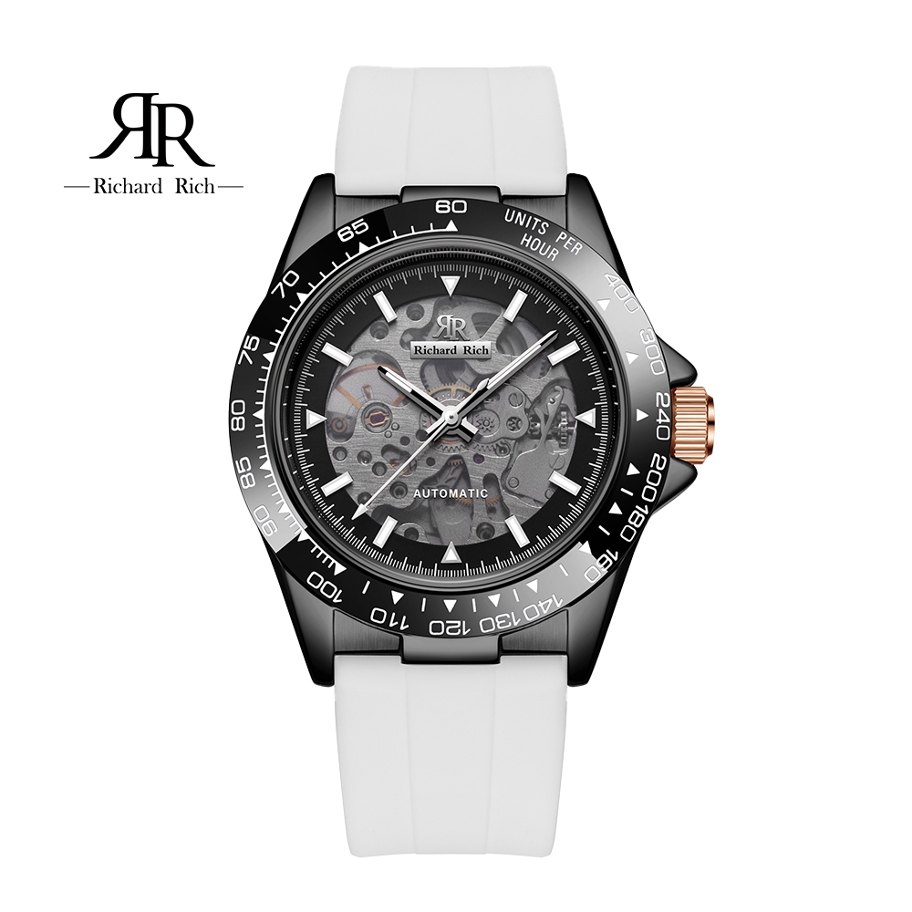 【WANgT】【Richard Rich】RR 海軍上將系列 海軍白縷空錶盤自動機械氟矽膠腕錶