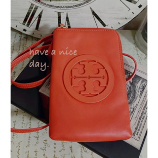 Tory Burch 正品南瓜亮橘品牌logo手機肩背斜背卡夾小包/二手好物推薦/出遊解放雙手超方便/亮眼又好看