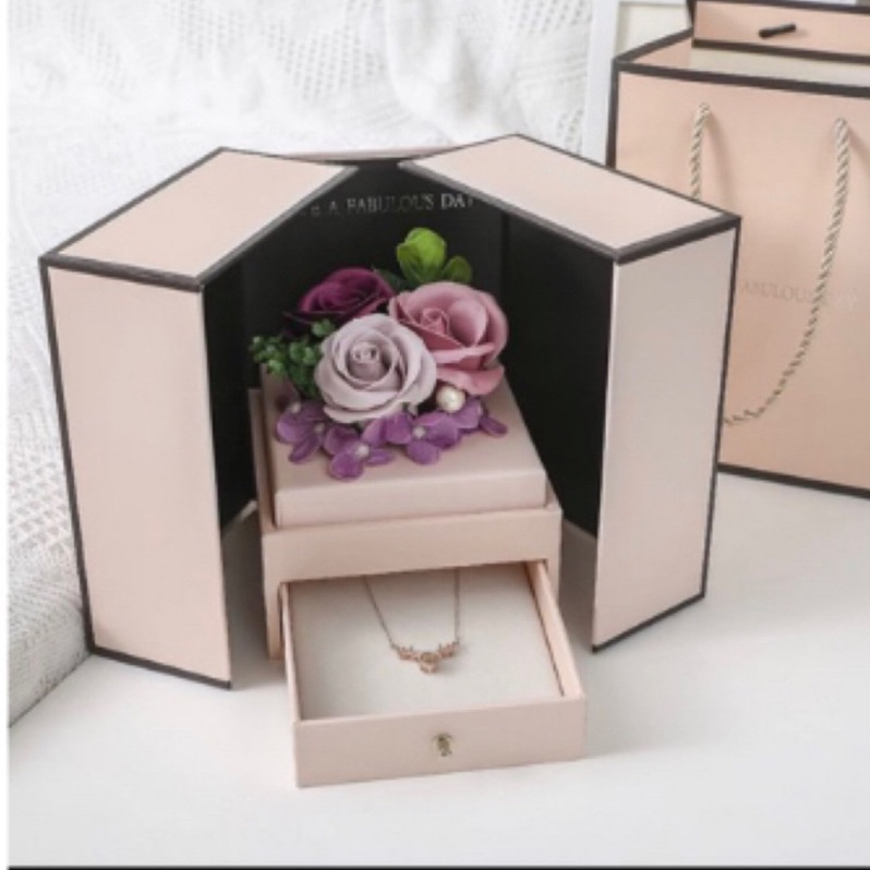 香皂玫瑰花禮盒 飾品雙開抽屜禮盒 生日禮物 情人節禮物 送女友禮物 告白 求婚禮物