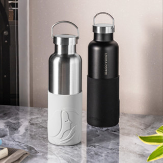 🄹 路易莎 隨行不鏽鋼真空保溫瓶附矽膠保護套750ML LOUISA【街店】