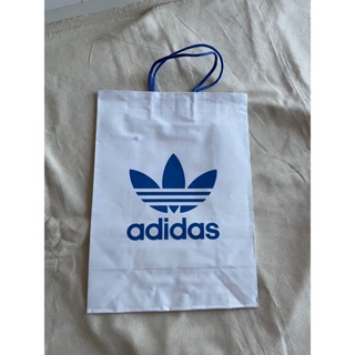 Adidas original愛迪達紙袋 藍底 三葉草紙袋 運動用品紙袋禮物包裝