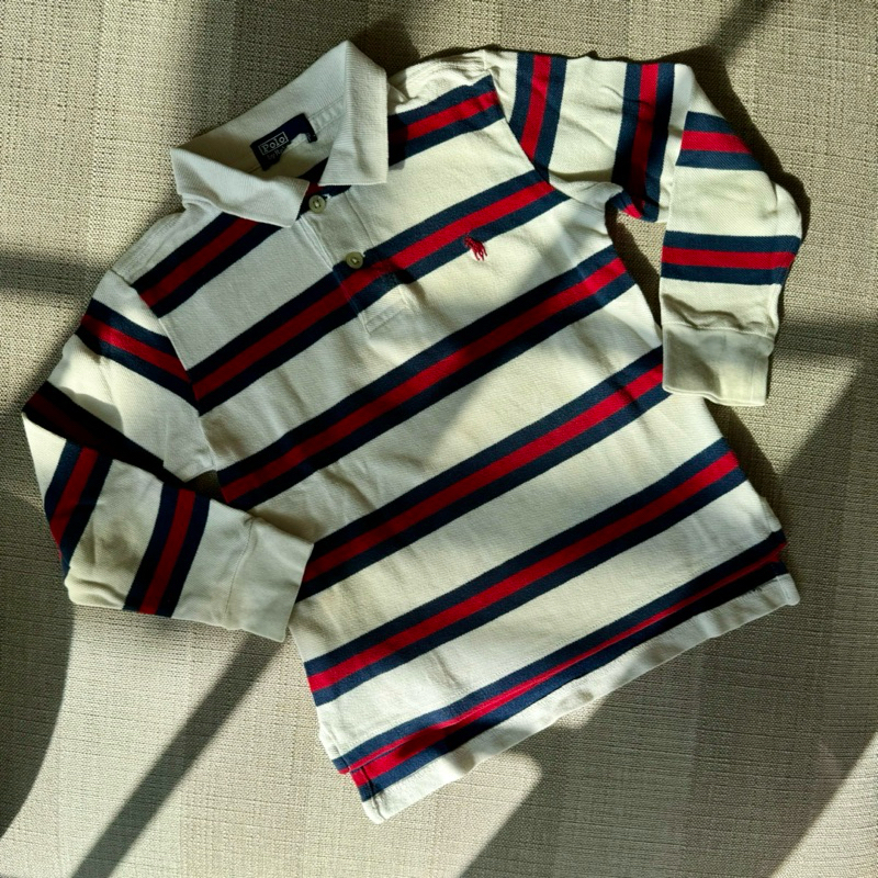 🇺🇸美國POLO RALPH LAUREN 男童條紋長袖Polo衫 尺寸4~5歲 二手8成新