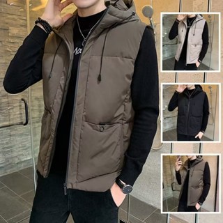 羽絨背心 連帽外套男 羽絨棉服 馬甲背心 背心外套 加厚背心 羽絨外套 棉衣 保暖背心男 防風外套 男士外套 連帽外套