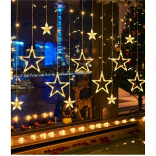 LED星星燈 聖誕星星燈 聖誕節裝飾 聖誕節佈置 窗簾燈 婚慶聖誕節裝飾燈