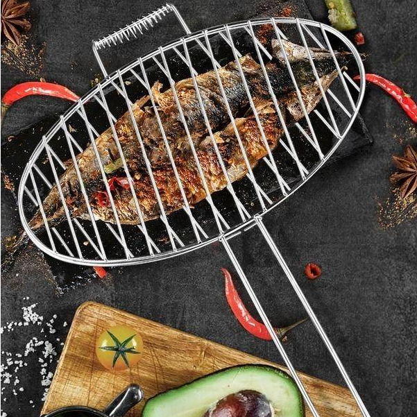 烤魚夾子 不銹鋼烤魚架子烤魚網夾燒烤網夾板圓形燒烤用具商用大號