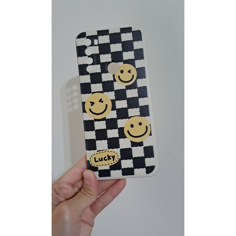 黑白笑臉棋盤格 紅米Note 8T防摔手機殼
