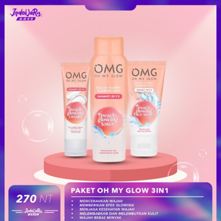 Paket Oh My Glow 3-1 OMG PEACH GLOWING Toner Face Wash Cream