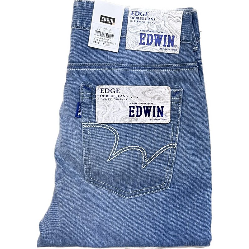 ✨愛德恩EDWIN✨超彈性EDGE白色線上寬下窄錐型褲