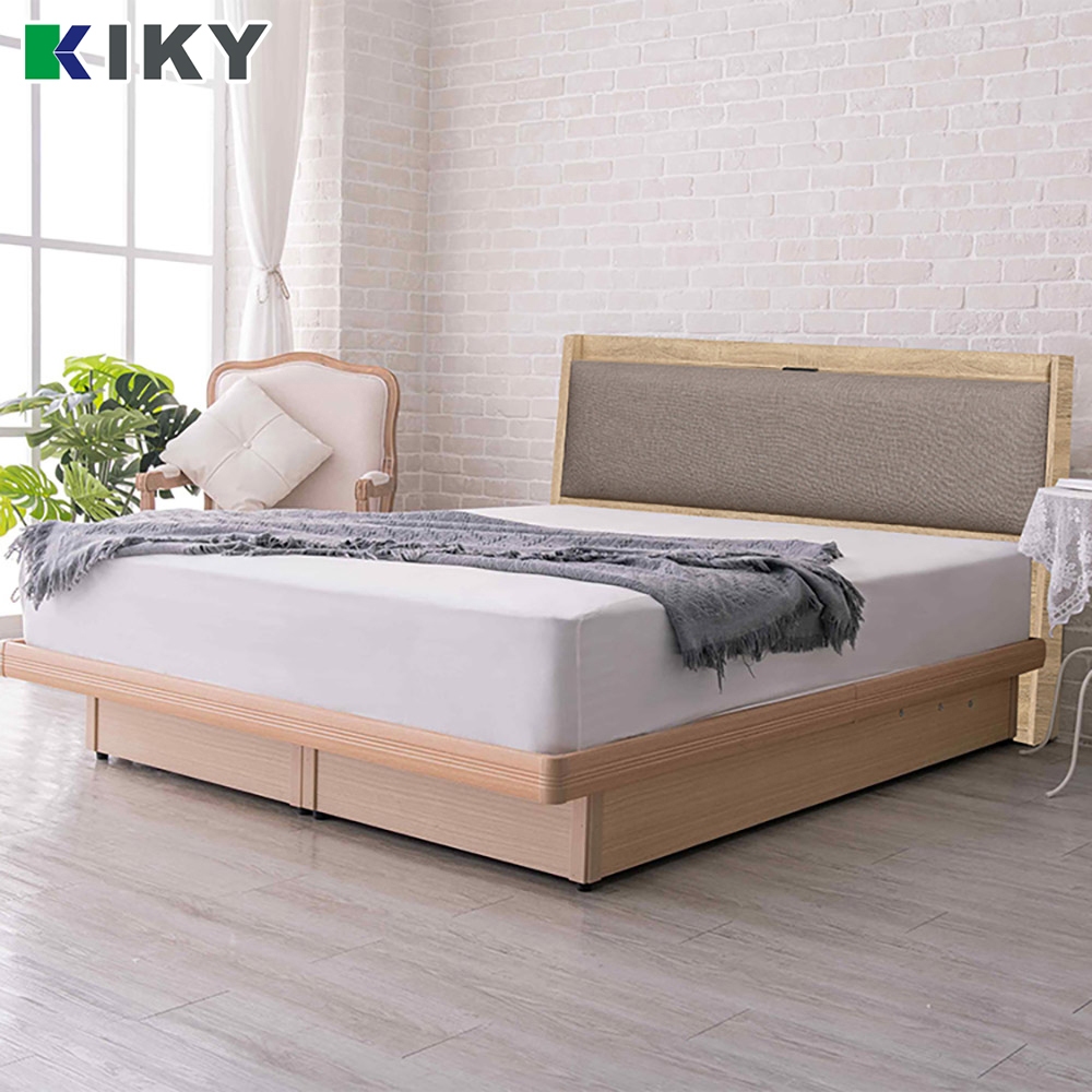 【KIKY】延禧床頭搭配氣動式收納掀床 二件組 台灣製造｜✧單人、雙人、雙人加大✧ 貓抓皮附插座靠枕床頭片 床組