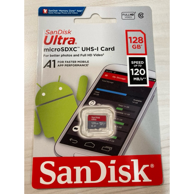 公司貨-SanDisk Ultra MicroSD A1 128G 高速記憶卡