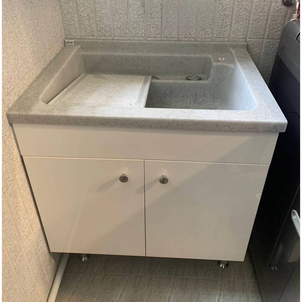 🔥戶外 陽台 洗衣槽 【80CM】灰點色人造石洗衣槽(基本款浴櫃)🔥