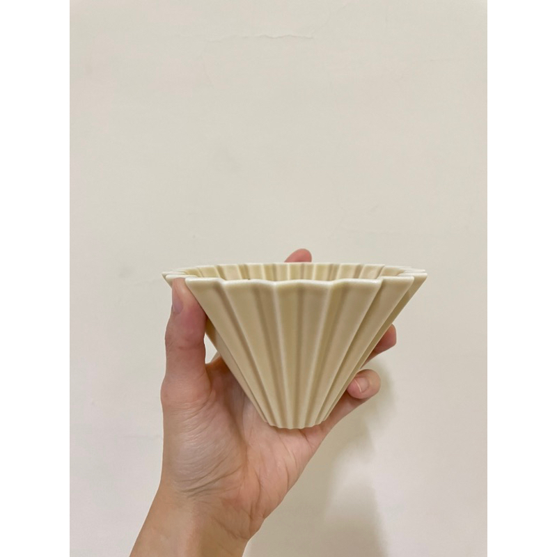 ［二手］origami摺紙濾杯+木座-奶茶色