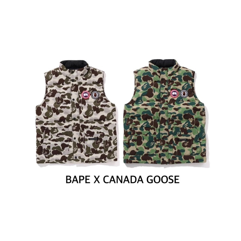 全新 正品 A Bathing Ape BAPE X Canada Goose 背心 sz. L 白迷 綠迷