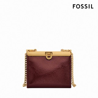 【FOSSIL 官方旗艦館】Penrose 真皮鏈帶短夾-紅木色漆皮 SL10028631