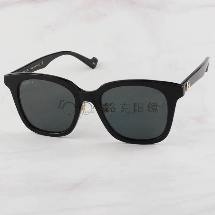 【LOOK路克眼鏡】Gucci 太陽眼鏡 黑 方框 雙G GG1000SK 001