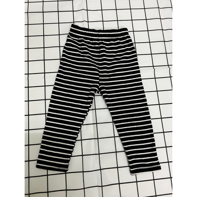 （二手）童裝 台灣製微鋪棉保暖條紋內搭褲長褲（尺碼3）