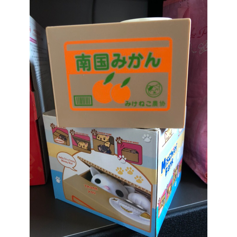 日本超萌 偷錢貓 存錢筒 貓咪銀行 紙箱貓偷錢幣 全新
