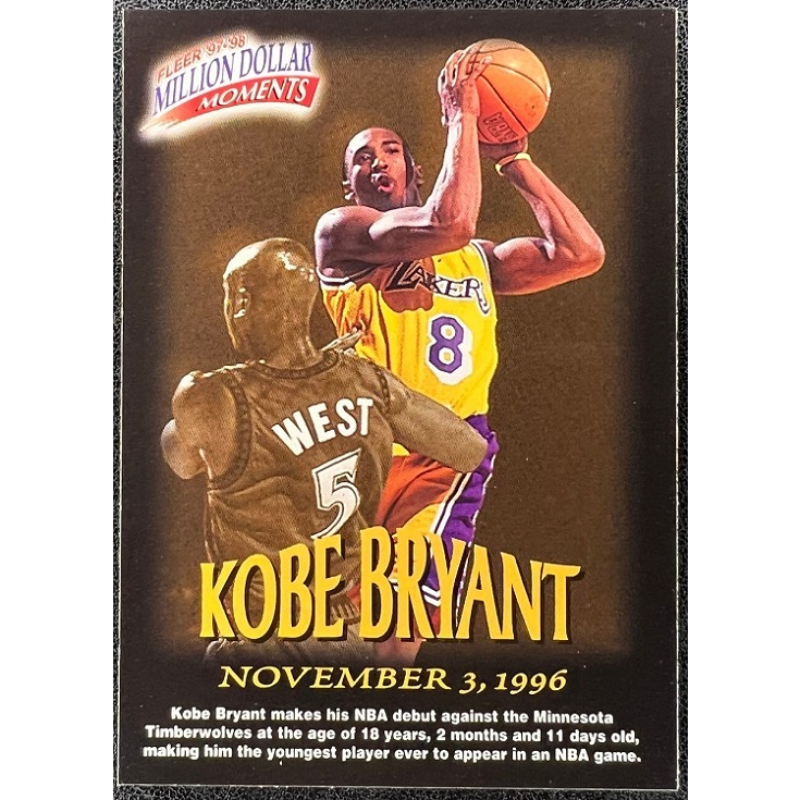 NBA 球員卡 Kobe Bryant 1997-98 Fleer Million Dollar Moments