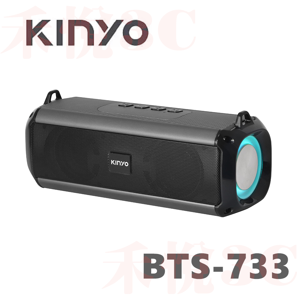 【禾悅3C】KINYO BTS-733 行動藍牙喇叭 炫彩 LED 氣氛燈 TWS無線串聯 大音量 附背帶 USB充電式