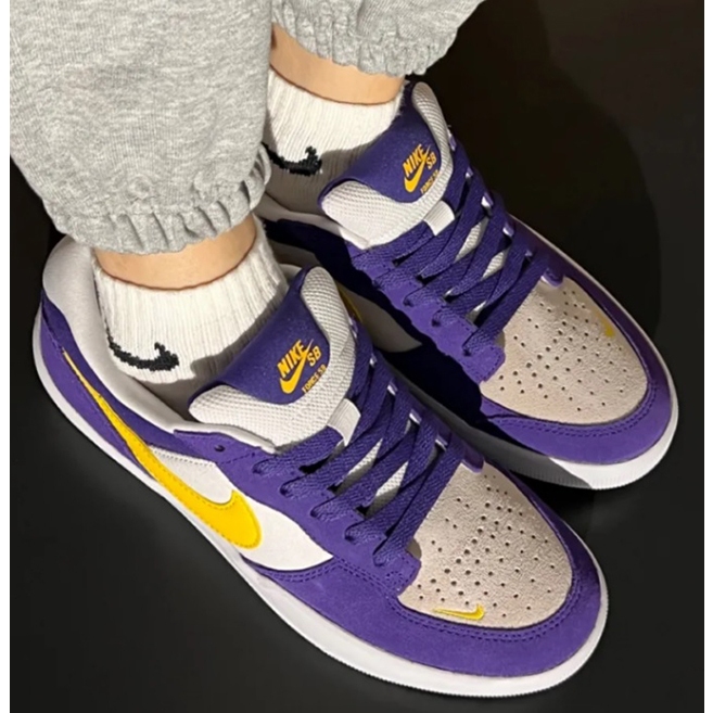 Nike SB Force 58 紫 白 黃 滑板 麂皮 休閒 DV5477-500 男鞋