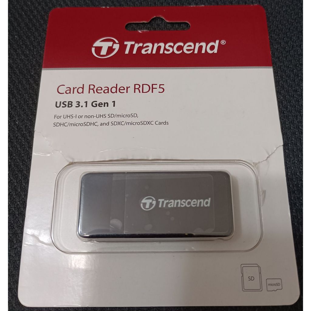 Transcend 創見 RDF5 高速USB 3.1 SD記憶卡雙槽讀卡機-黑 (TS-RDF5K)