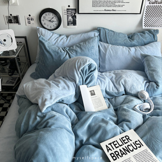 生活空間 牛奶絨 絨質 秋冬藍天床包組 藍色 淺色 素色床包 保暖床包 單人/雙人/加大雙人