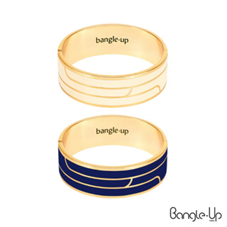 【Bangle Up】法國巴黎百貨專櫃品牌 簡約線條印花琺瑯鍍金手環 兩色任選