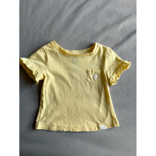 二手童衣童裝-女童Baby GAP黃底口袋小花短袖T恤上衣 #18-24M