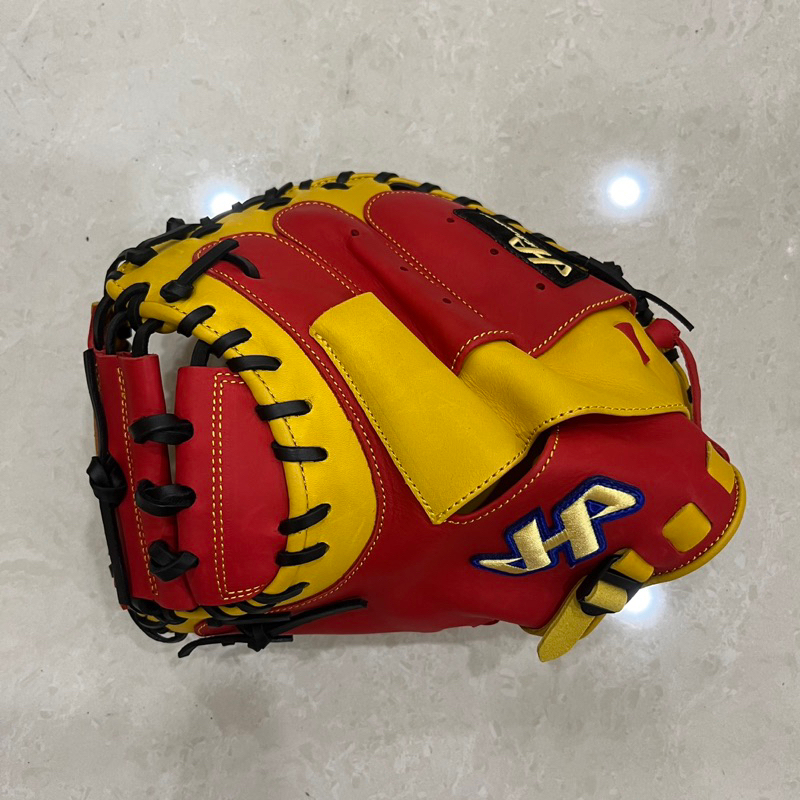 【JC棒球商城】HATAKEYAMA 特殊訂製款捕手手套（反手）特殊蛇腹設計 紅x黃