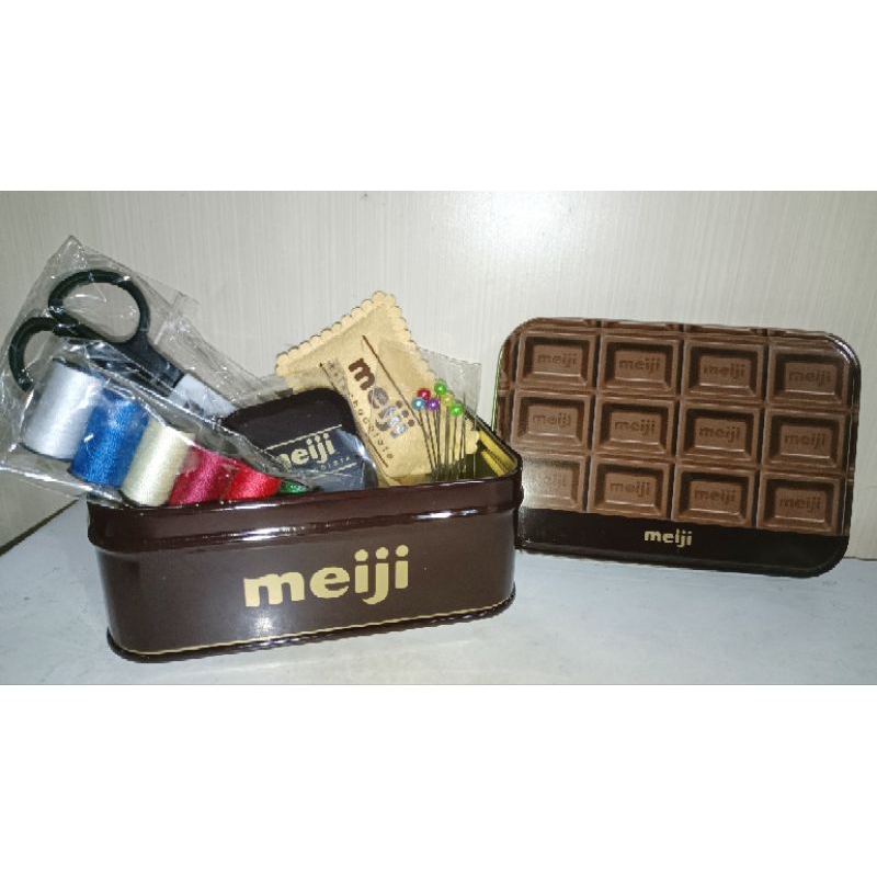 明治meiji巧克力針線盒 隨機附上一盒或是一條巧克力請看清楚說明 謝謝
