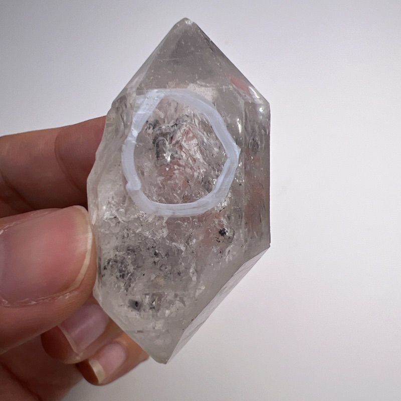 閃靈水晶帶水膽流沙天然水晶能量水晶原礦-317