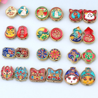 宏雲Hongyun-HC- 【 5pcs/包】滴油燒藍轉運隔珠配珠串珠手鏈手串沙金配件 diy配飾古法金材料
