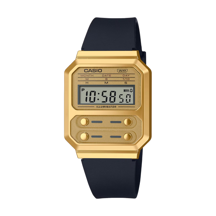 【CASIO 卡西歐】復古風方形電子腕錶-復古金/A100WEFG-9A/台灣總代理公司貨享一年保固