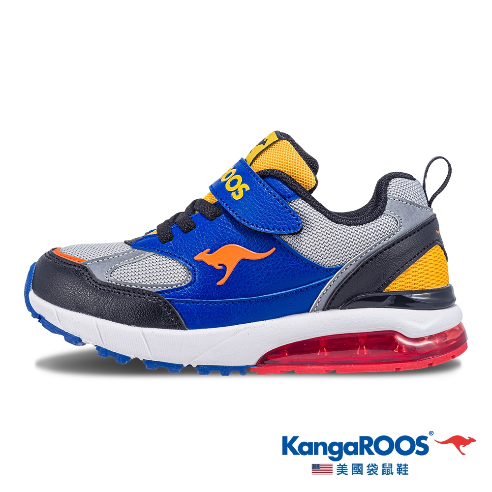 【KangaROOS 美國袋鼠鞋】童鞋 K-RIDER 2 防潑水氣墊童鞋 穩定支撐(灰/藍/黃-KK41308)