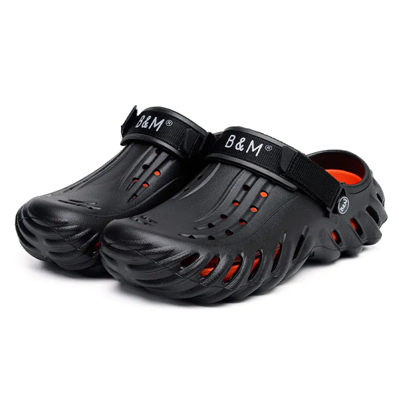 撞色潮流洞洞鞋-黑(BCF5584) 男款『母子鱷魚大甲專賣店』購買隨機贈送鞋扣
