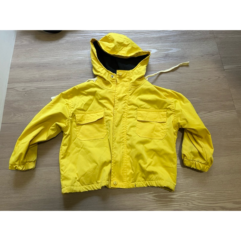 童//黃色很容易找到小孩的防風內裏搖粒絨保暖外套 雨衣 120cm