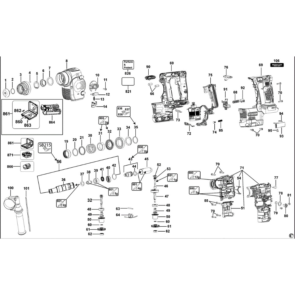 全新 得偉 DEWALT DCH273 零件 配件 訂購 電槌 電錘