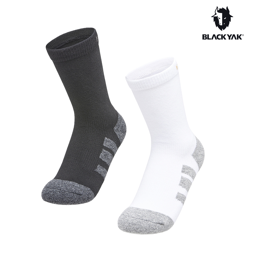 【BLACKYAK】COOLMAX羊毛中筒襪(白色/黑色)-足底毛圈避震緩衝|CB2NAB01|2BYSCX3911