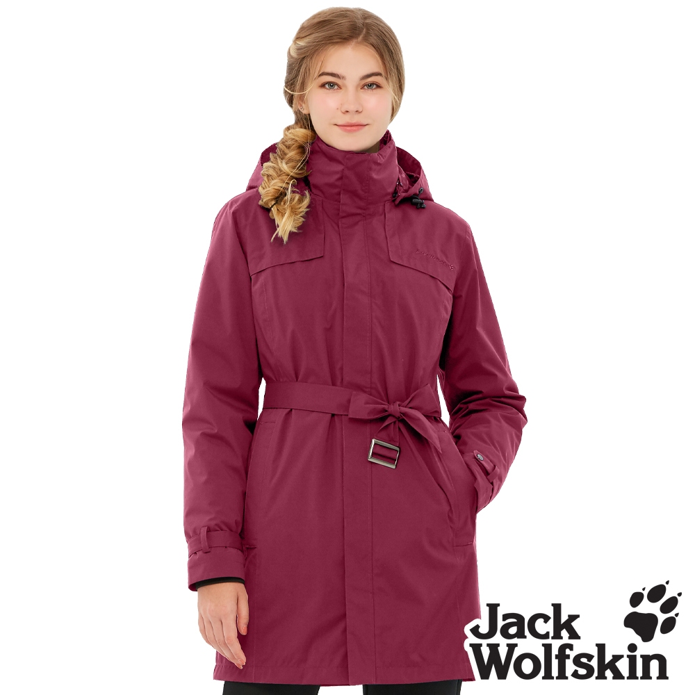 【Jack wolfskin飛狼】女 Air Wolf 保暖兩件式防風防水透氣羽絨外套 長版修身 衝鋒衣 『莓果紅』
