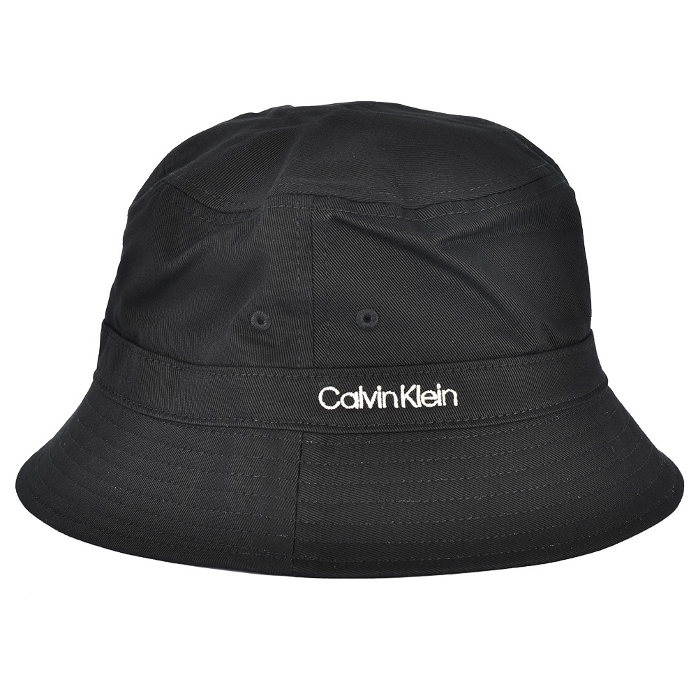 Calvin Klein CK刺繡字母純棉漁夫帽(黑色)103156